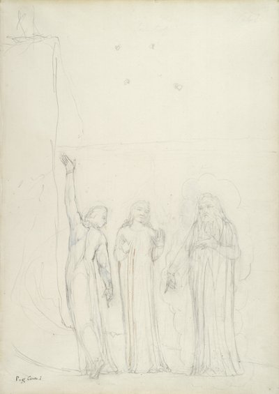 Dante, Virgil und Cato, Illustration zur Göttlichen Komödie von Dante Alighieri von William Blake